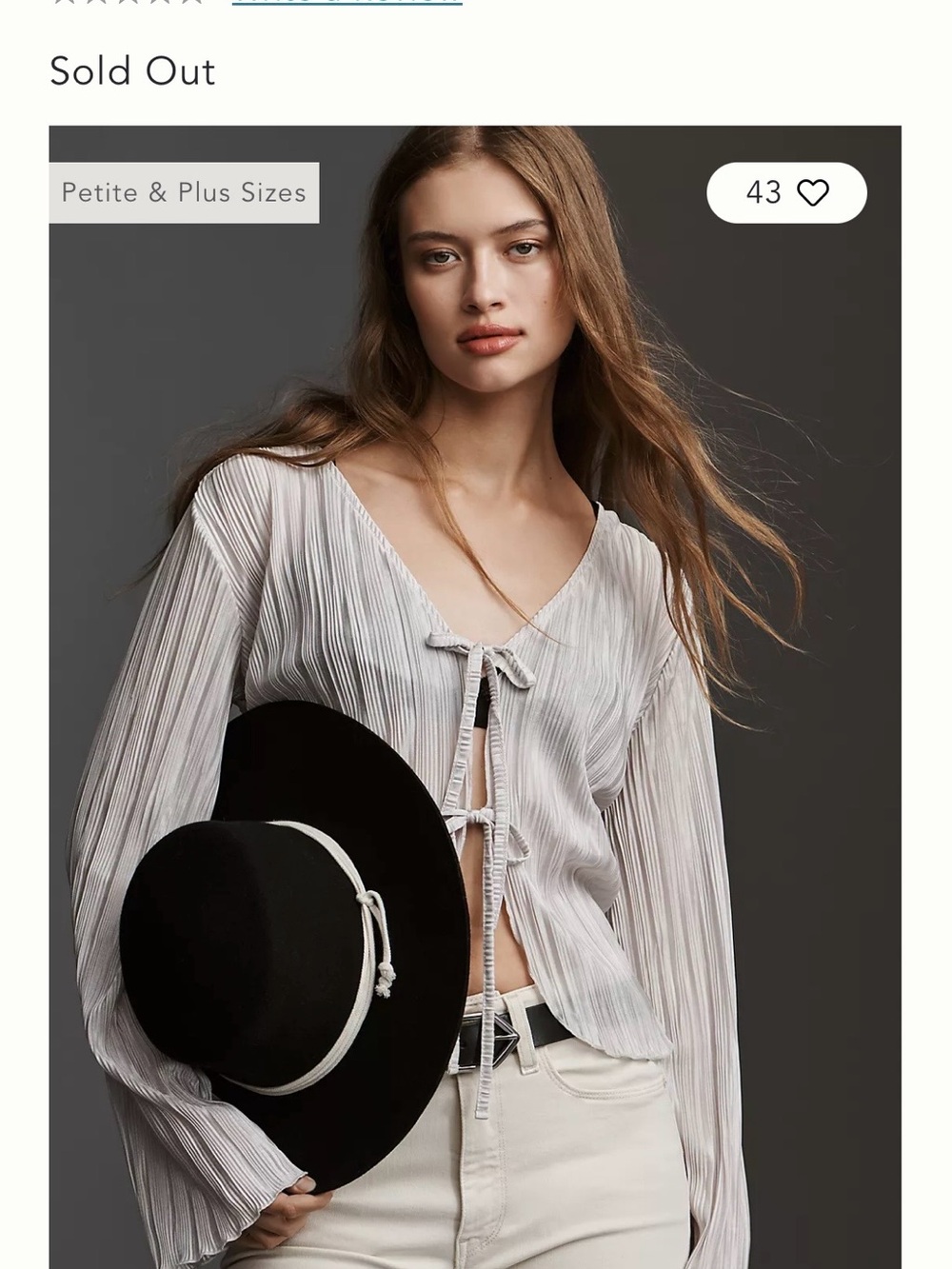 By Anthropologie Sheer Plisse Long-Sleeve Tie-Front Top
